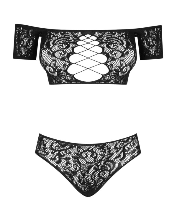 Комплект мереживний топ і трусики obsessive inessita set black xl / XXL - Зображення 5