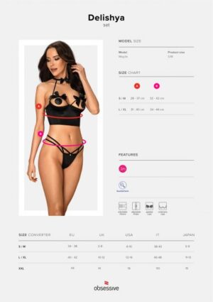 Комплект obsessive delishya set 2-pcs black s / M