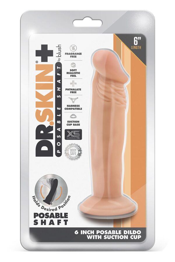 Фалоімітатор dr. skin plus 6 inch posable dildo vanilla - Зображення 2
