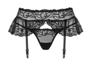 Пояс для панчіх чорний obsessive 830-gar-1 garter belt s / M