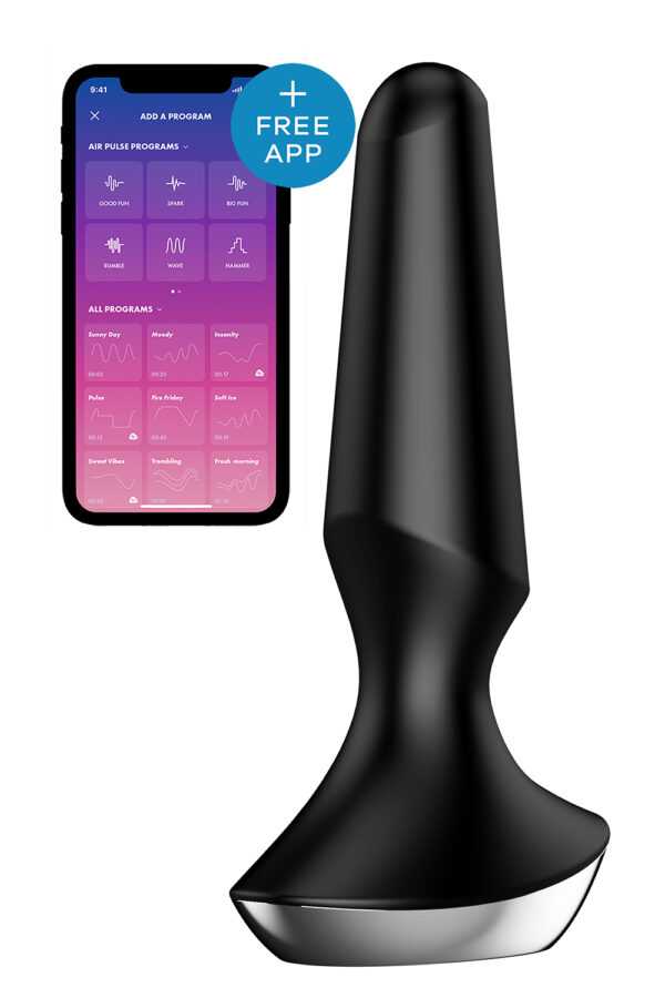 Анальна пробка з функцією керування зі смартфона satisfyer plug-ilicious, чорний