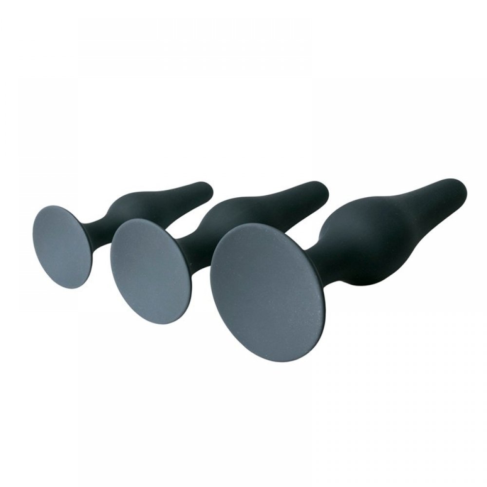 Набір анальних пробок easytoys butt plug set, чорний - Зображення 3