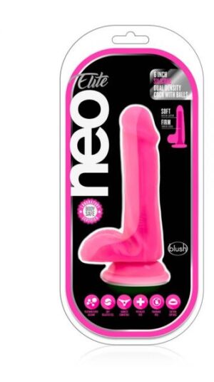 T331186 фалоімітатор з подвійною щільністю neo elite cock w. balls neon pink