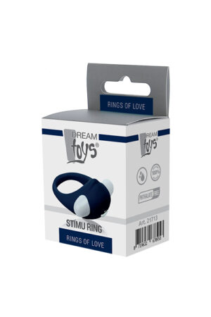 Ерекційне кільце з вібрацією dream toys rings of love, синій