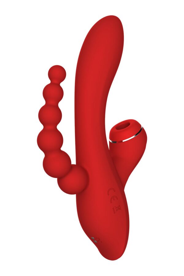 Потрійний вібратор із вакуумною стимуляцією dream toys red revolution anna - Зображення 4