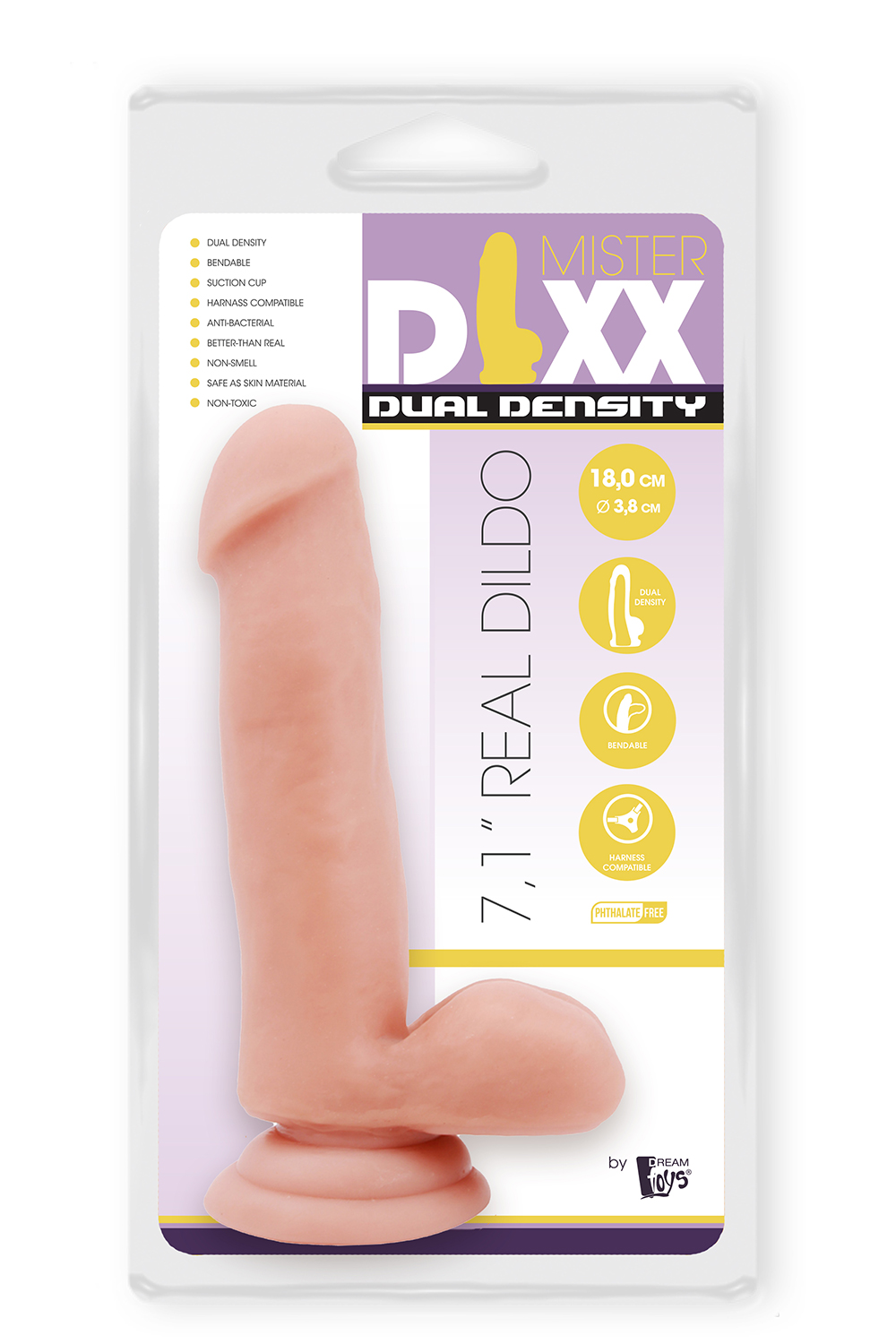 Фалоімітатор з подвійною щільністю mr. dixx 7.1inch dual density dildo - Зображення 2