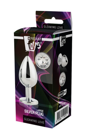 Dt21787 анальна пробка з каменем gleaming love silver plug large