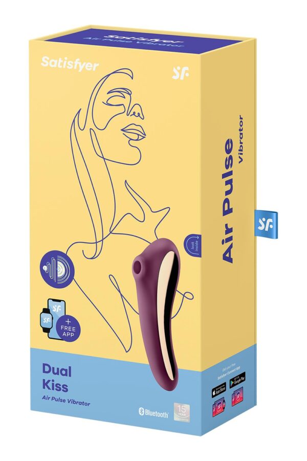 Вакуумний кліторальний стимулятор з вібрацією satisfyer dual kiss wine red - Зображення 2
