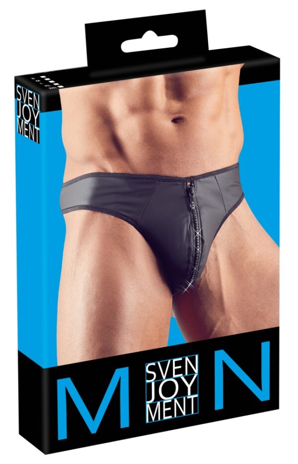 Чоловічі стрінги зі стразами по блискавці sven joy ment men's string, чорний, m - Зображення 4