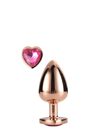 Dt21789 анальна пробка з серцем gleaming love rose gold plug small