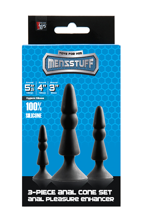 Набір анальних плагів menzstuff 3-piece anal cone set black - Зображення 2
