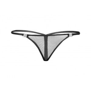 Трусики сітка стрінги з застібками f119 noir handmade l