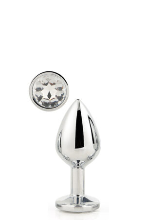 Dt21785 анальна пробка з каменем gleaming love silver plug small