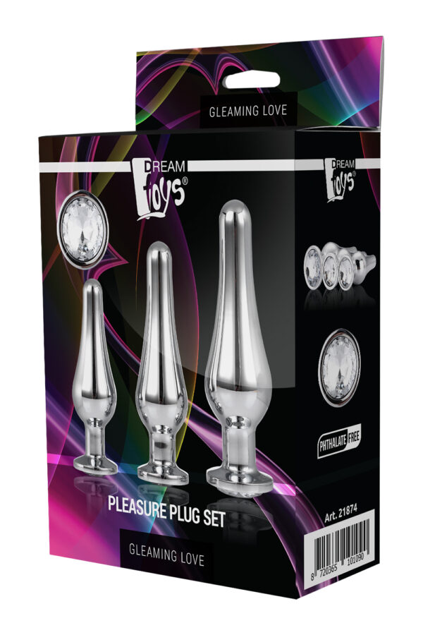 Dt21874 набір анальних пробок конічної форми dream toys gleaming love pleasure set silver - Зображення 3