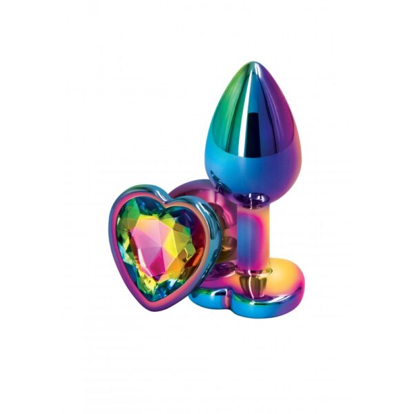 Райдужна анальна пробка colorful metall heart, s