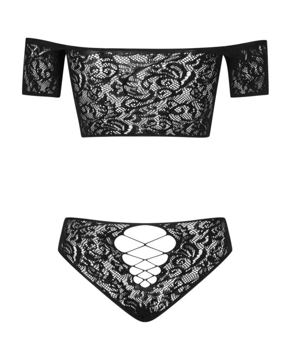Комплект мереживний топ і трусики obsessive inessita set black xl / XXL - Зображення 6