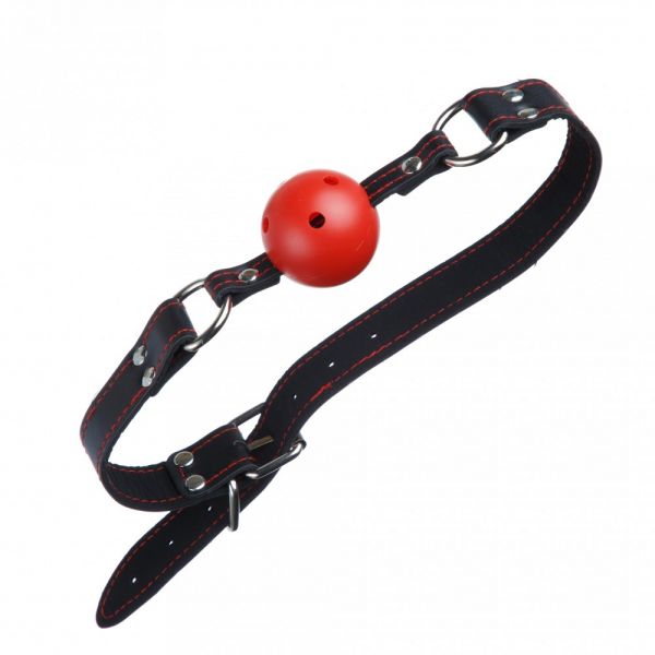 F61407 кляп loveshop breathable ball gag black / RED