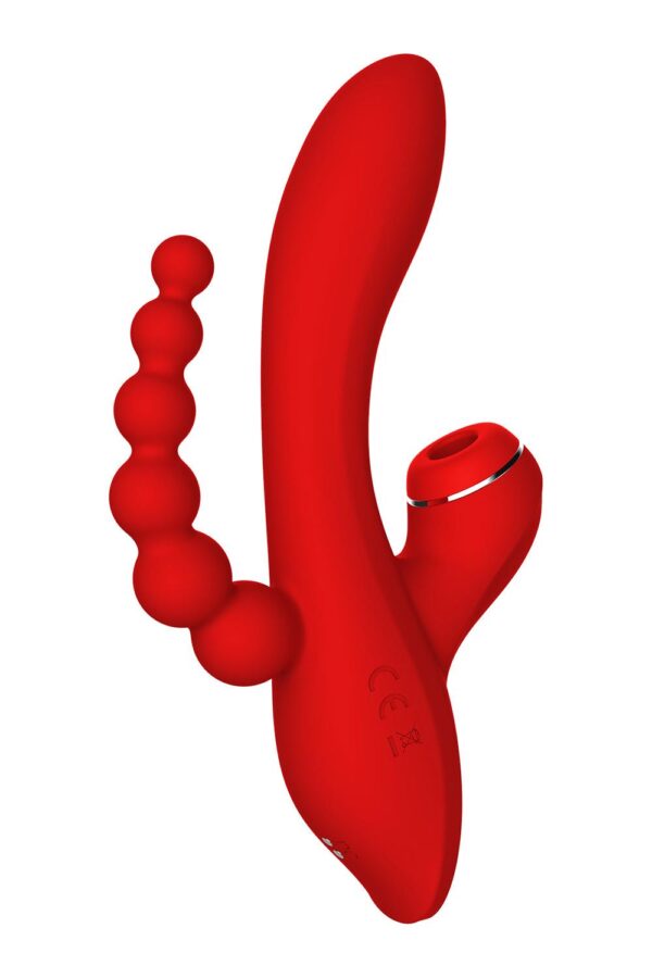 Потрійний вібратор із вакуумною стимуляцією dream toys red revolution anna - Зображення 3