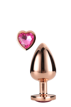 Dt21790 анальна пробка з серцем gleaming love rose gold plug medium