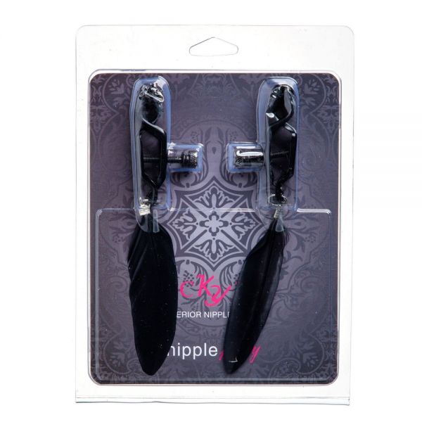 Затискачі-прищіпки на соски lucky bay nipple play з чорними пір'ями - Зображення 2