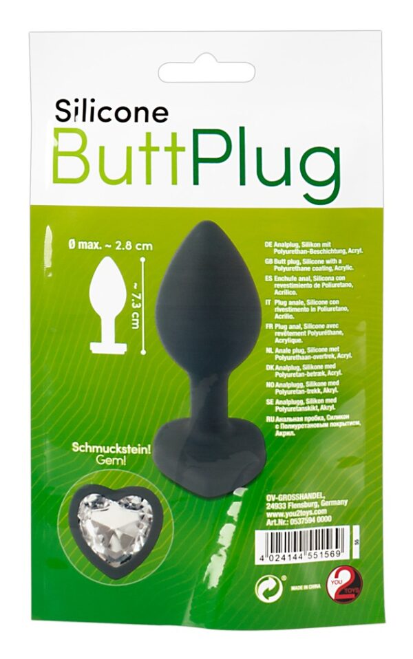 Анальна пробка з каменем silicone butt plug, силікон - Зображення 5