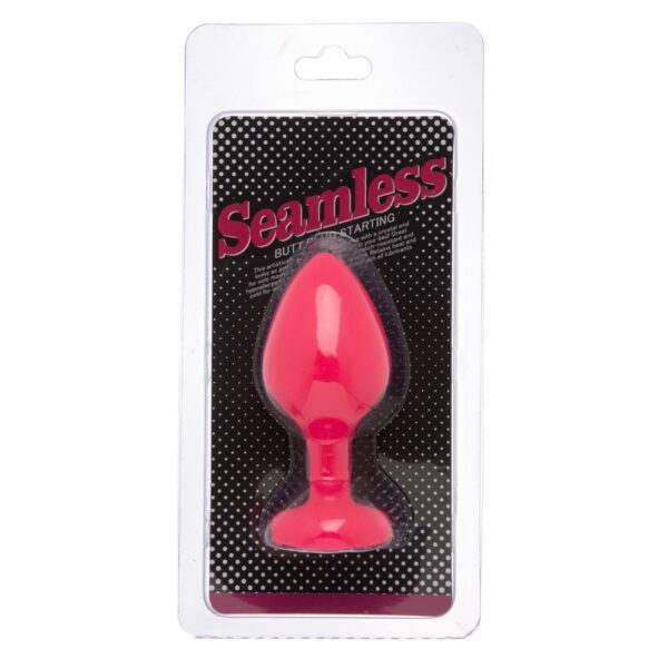 Анальна пробка силикон розовий з білим камінням silicone розмір м - Зображення 2