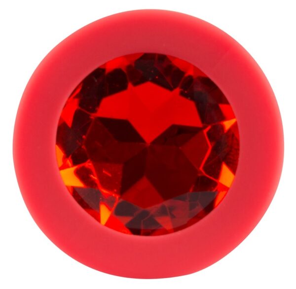 Анальна пробка 100% силиікон з каменем red silicone red s, 7,5 х 2,8 см - Зображення 4