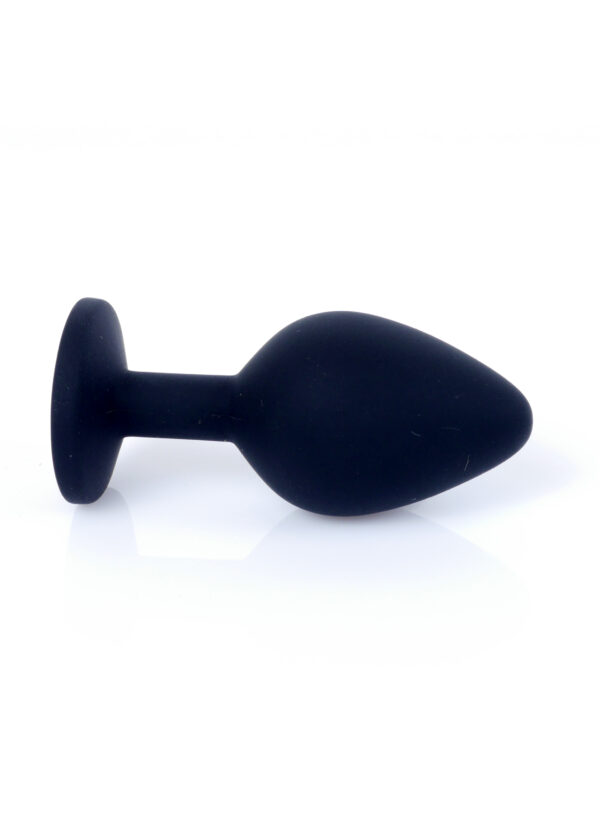 Анальна пробка чорна з каменем plug-jewellery black silicon plug medium-pink diamond - Зображення 5