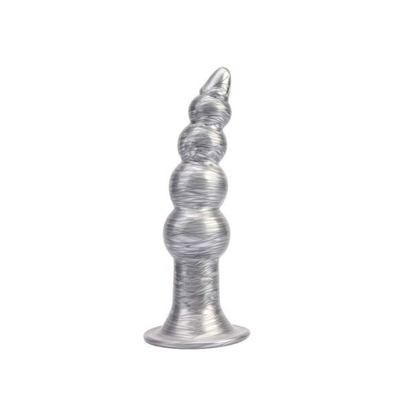 Анальна пробка рельєфна chisa dark muscle silver, розмір m - Зображення 2