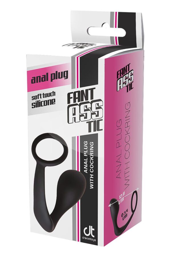 Анальна пробка з еррекційним кільцем fantasstic anal plug with cockring black - Зображення 4