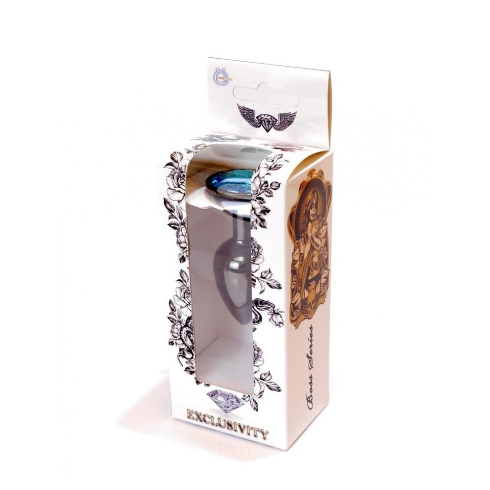 Анальна пробка з каменем plug-jewellery dark silver plug- light blue розмір s - Зображення 4