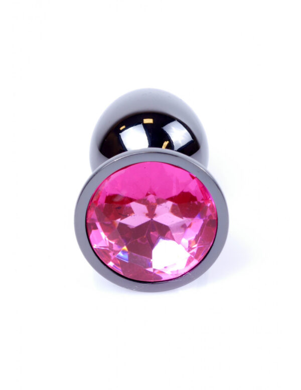 Анальна пробка з каменем plug-jewellery dark silver plug-pink розмір s - Зображення 3