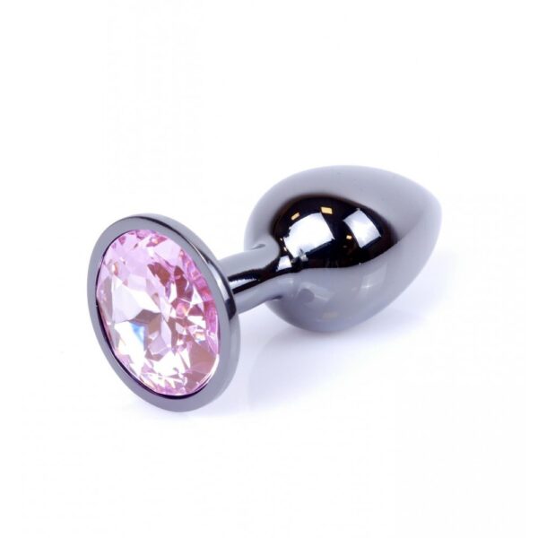 Анальна пробка з каменем plug-jewellery dark silver plug-rose розмір s