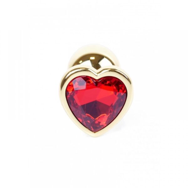 Анальна пробка з каменем plug-jewellery gold heart plug- red розмір s - Зображення 2