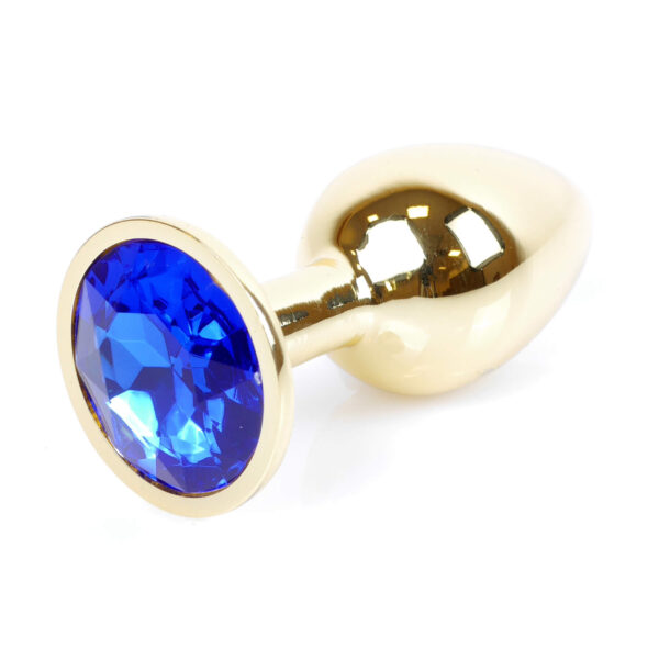 Анальна пробка з каменем plug-jewellery gold plug-dark blue s