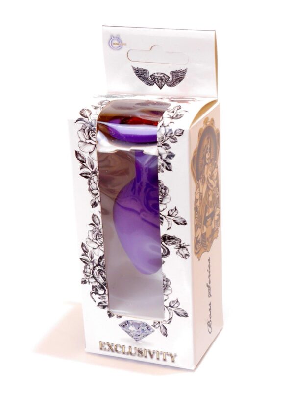 Анальная пробка с камнем plug-jewellery purple silicon plug medium- red diamond размер м - Зображення 9