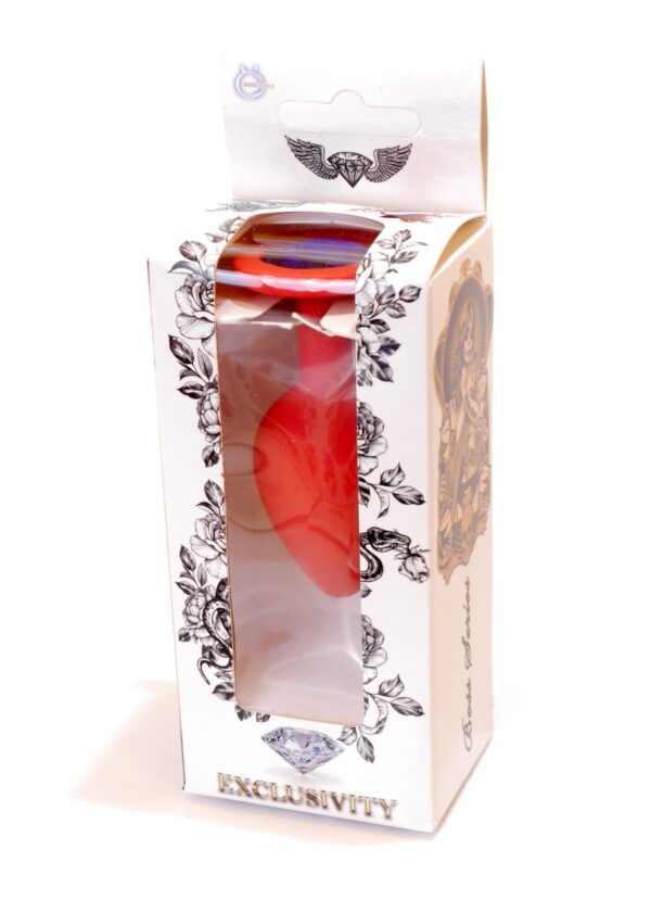 Анальна пробка з каменем plug-jewellery red silicon plug medium- blue diamond розмір м - Зображення 9