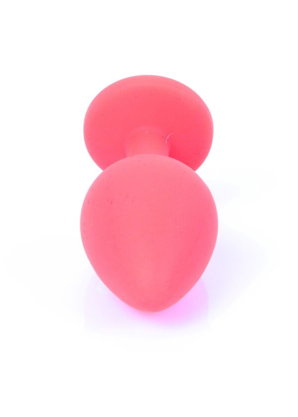 Анальна пробка з каменем plug-jewellery red silicon plug medium- blue diamond розмір м - Зображення 5