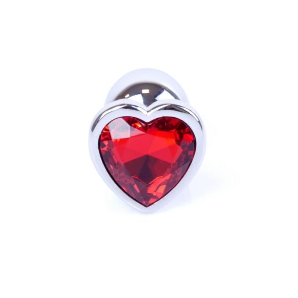 Анальна пробка з каменем plug-jewellery silver heart plug- red розмір s - Зображення 2