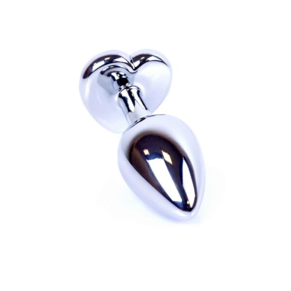 Анальна пробка з каменем plug-jewellery silver heart plug- red розмір s - Зображення 3