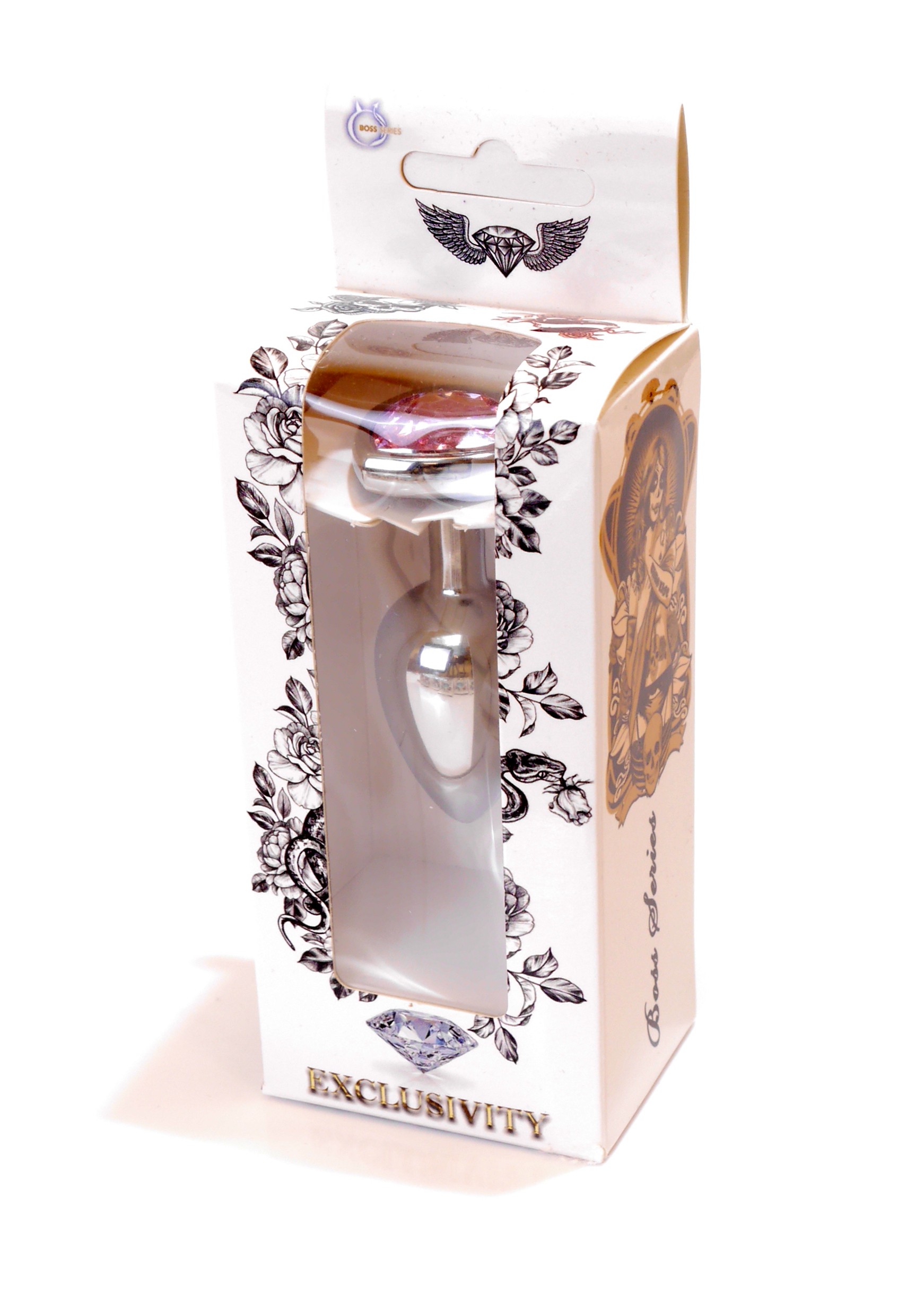 Анальний корок з каменем plug-jewellery silver heart plug- rose - Зображення 8