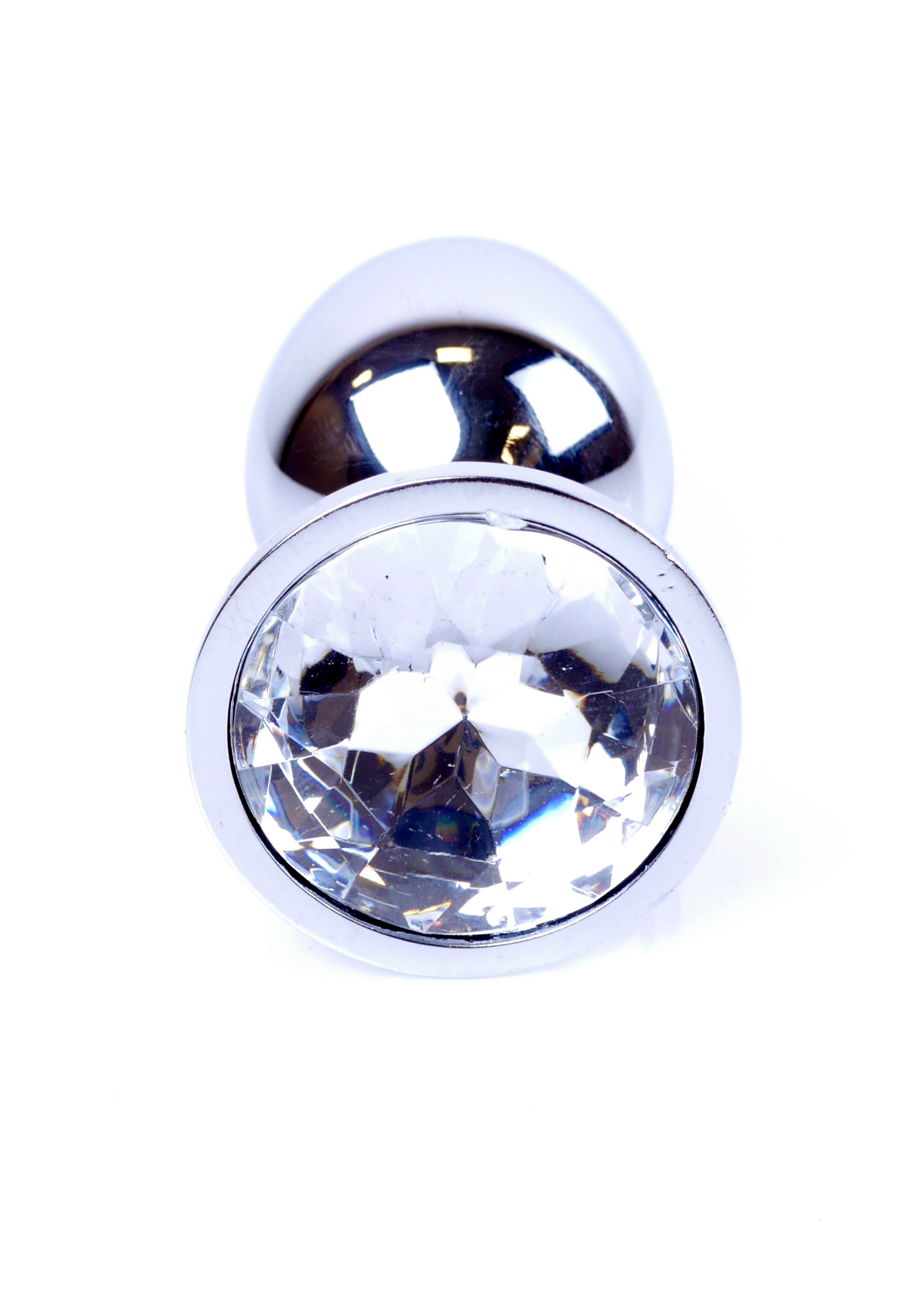 Анальна пробка з каменем plug-jewellery silver plug- clear розмір s - Зображення 2