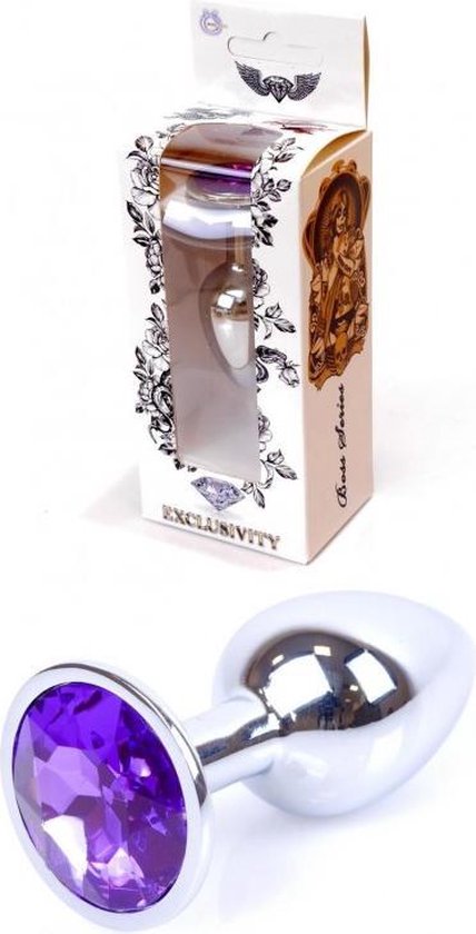 Анальна пробка з каменем plug-jewellery silver plug-purple розмір s