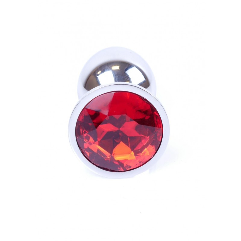 Анальна пробка з каменем plug-jewellery silver plug- red розмір s - Зображення 2