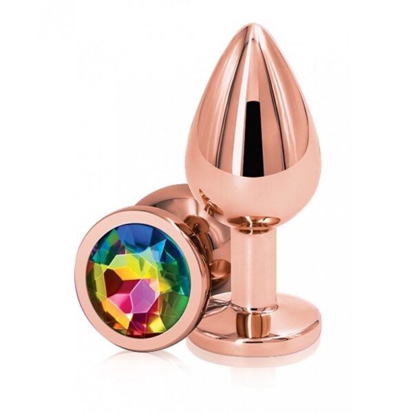 Анальна пробка з райдужним каменем ns novelties inc. rear assets rose gold small
