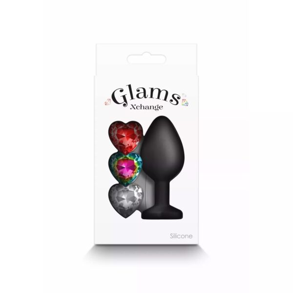 Анальна пробка зі знімним камінням glams xchange heart medium - Зображення 4