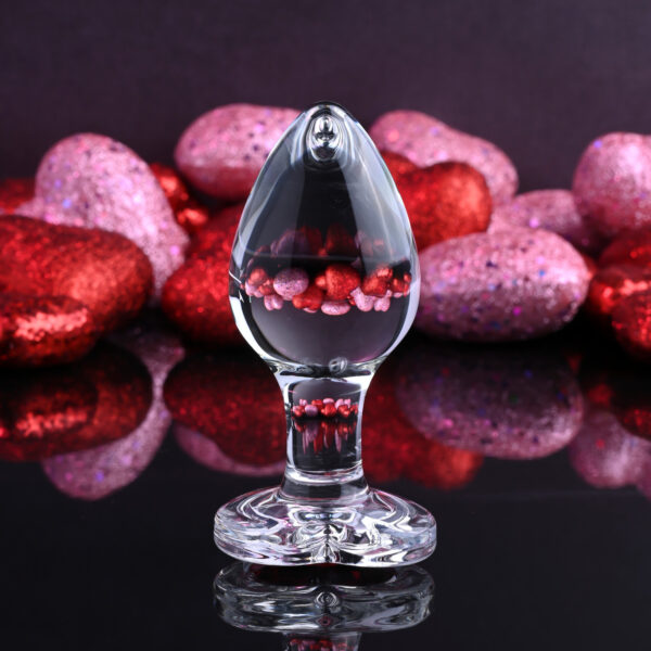 Анальна пробка скляна m adam et eve red heart gem glass plug medium - Зображення 6