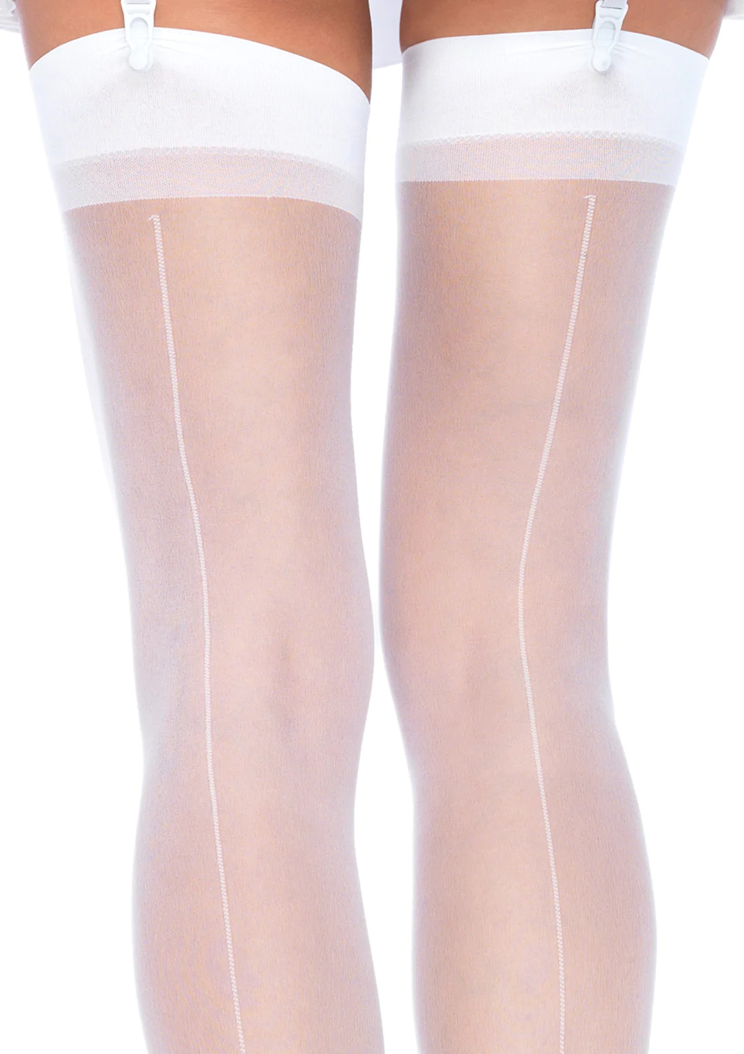 Панчохи сексуальні one size lynn sheer backseam stockings від leg avenue, білі - Зображення 2