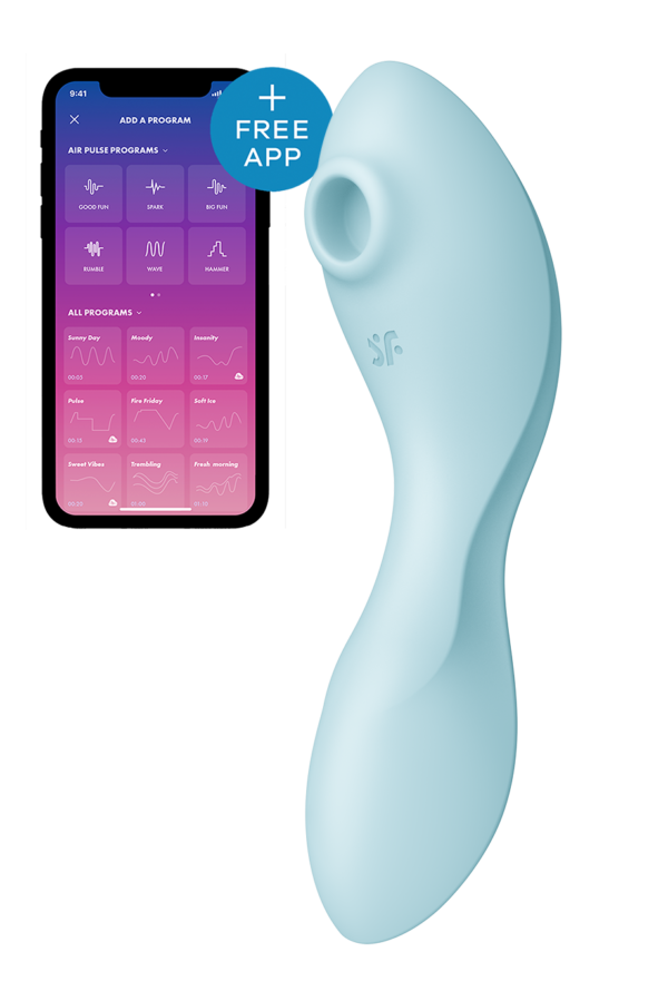 Подвійний смарт вібратор із вакуумною стимуляцією satisfyer curvy trinity 5+ blue