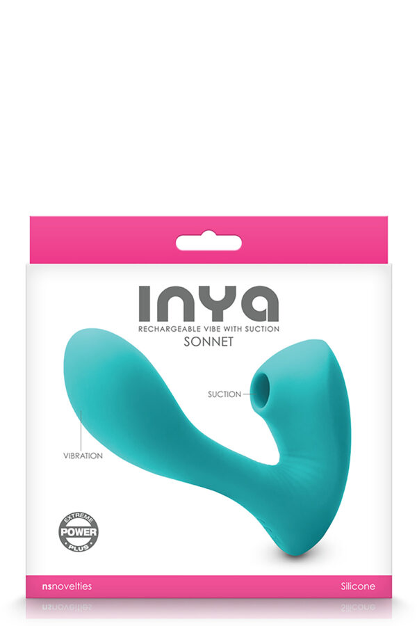 Подвійний вібратор із вакуумною стимуляцією ns novelties inya sonnet teal - Зображення 2